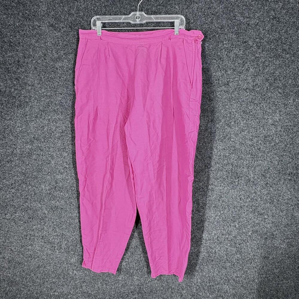 Unbranded Pants Women 16 Pink High Rise Pleated Rayon Chino Pockets Tapered
